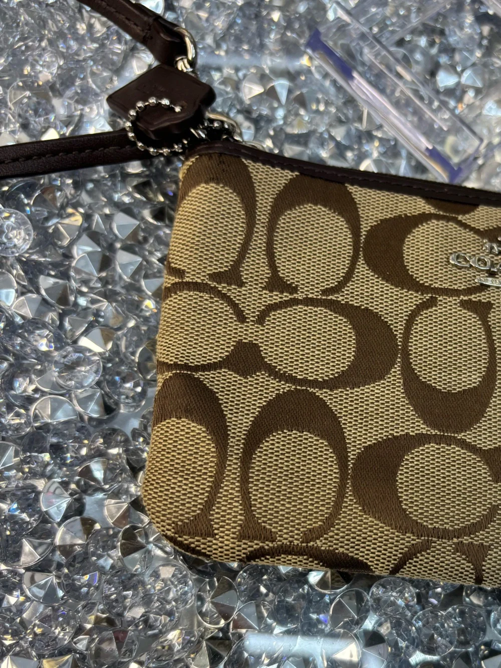 Coach Corner Zip Wristlet in Signature Canvas EUC